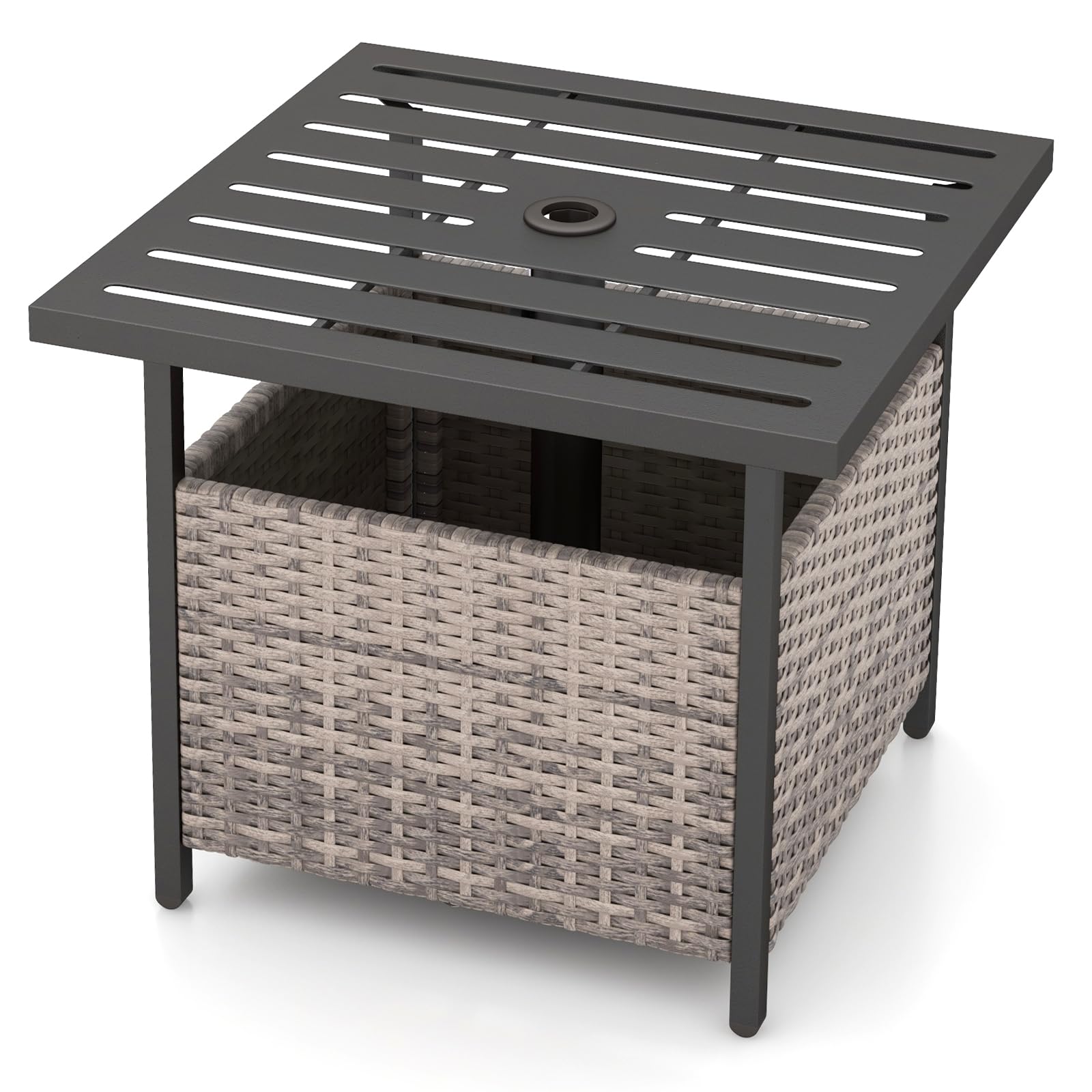 Giantex Patio Rattan Wicker Umbrella Side Table