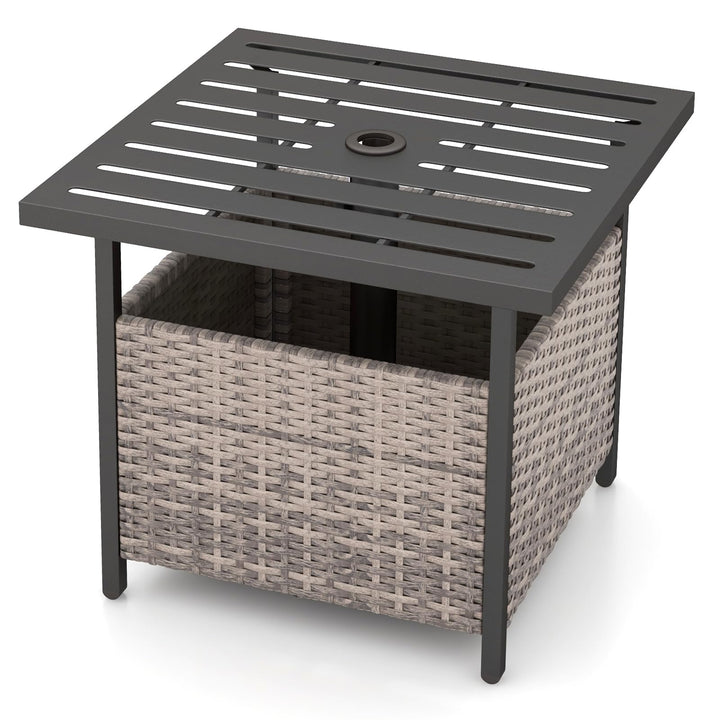 Giantex Patio Rattan Wicker Umbrella Side Table