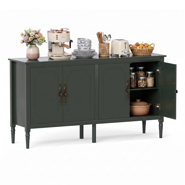 GIANTEX 58" Buffet Sideboard Cabinet w/ 4 Doors &amp; Adjustable Shelves