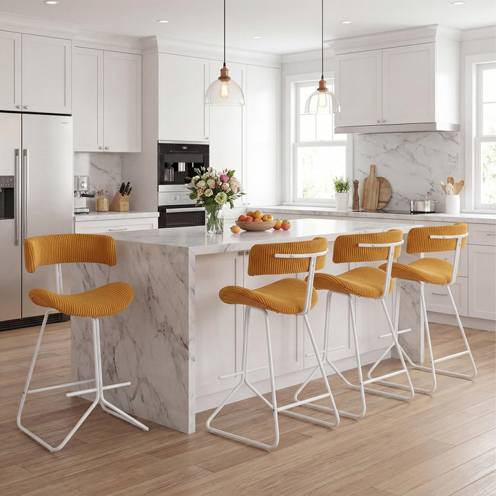 Giantex 25" Fabric Upholstered Armless Counter Height Chairs with Metal Legs &amp; Footrest