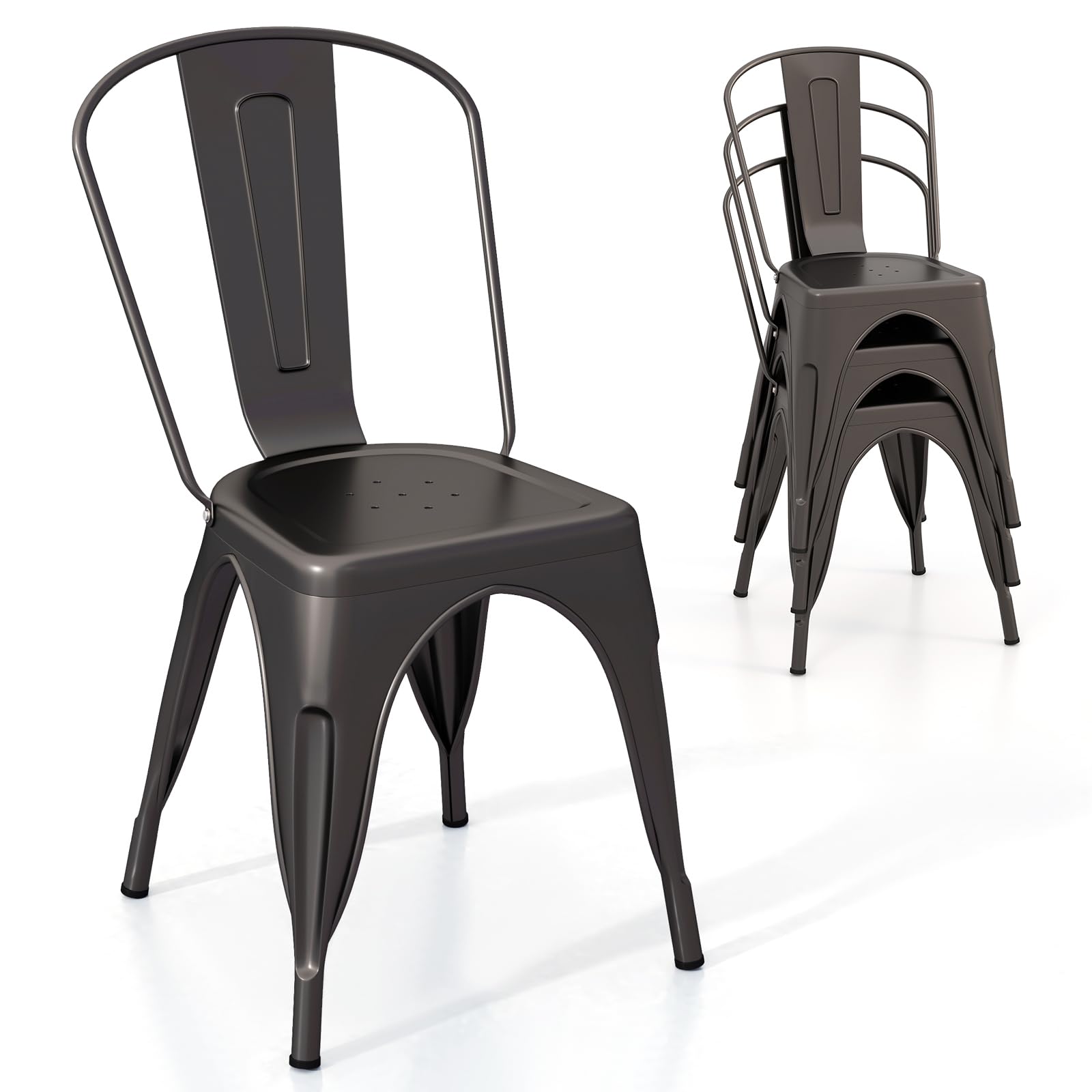 Giantex Metal Dining Chairs Set of 4, Farmhouse Kitchen Chairs with Removable Backrest