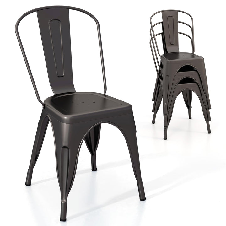 Giantex Metal Dining Chairs Set of 4, Farmhouse Kitchen Chairs with Removable Backrest