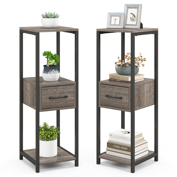 tall plant stand indoor metal Giantex 3 Tier Tall Plant Stand Indoor, 36 Inch Corner Plant Holder with Drawer & Metal Frame 2 Pack