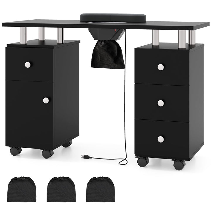Giantex Nail Desk Manicure Table - Nail Table Station with Electric Dust Collector, 4 Drawers, Storage Cabinet