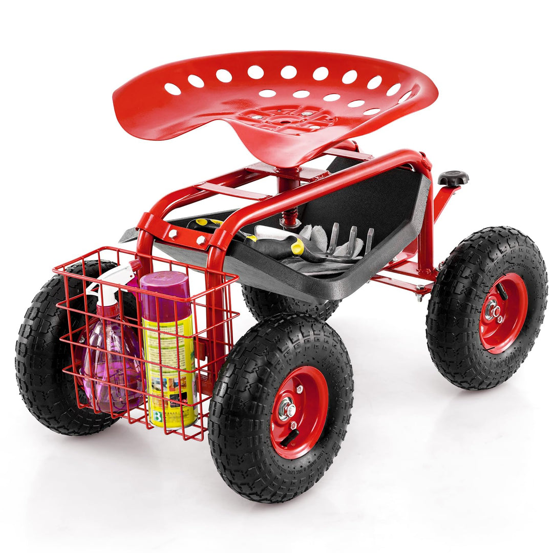 Giantex Mobile Garden Workseat, Lawn Wagon Cart