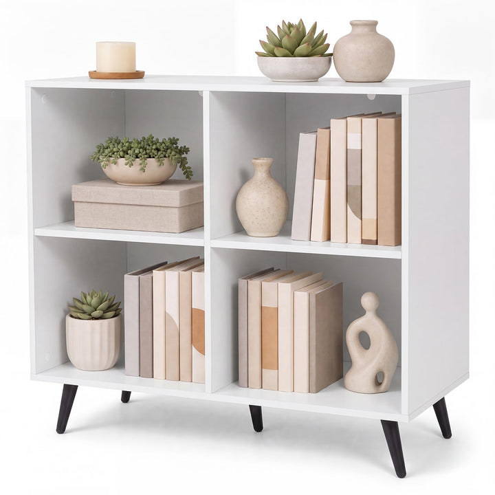 GIANTEX 4-Cube Bookshelf with Metal Legs for Living Room &amp; Home Office