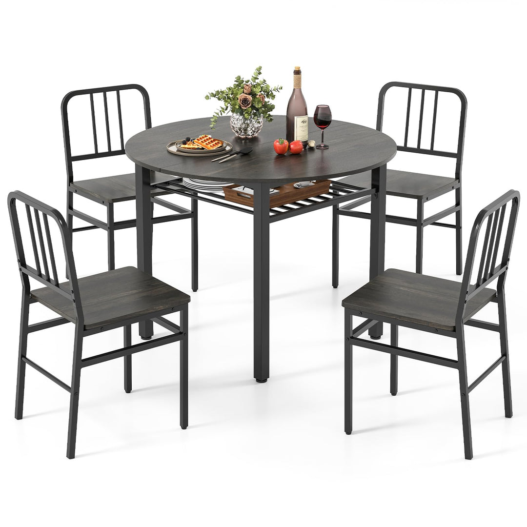 Giantex 40-Inches Round Kitchen Table & Chairs with Storage Rack & Metal Frame