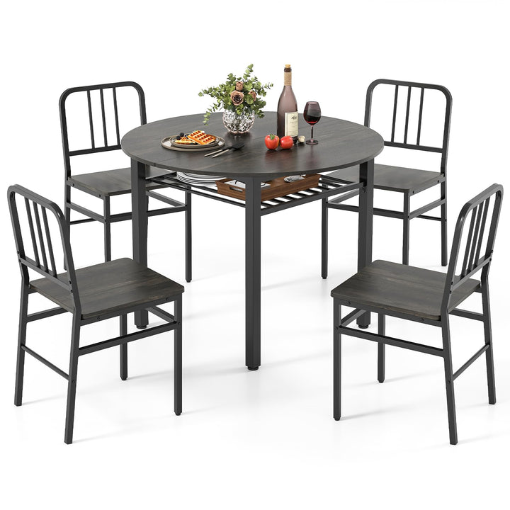 Giantex 40-Inches Round Kitchen Table & Chairs with Storage Rack & Metal Frame
