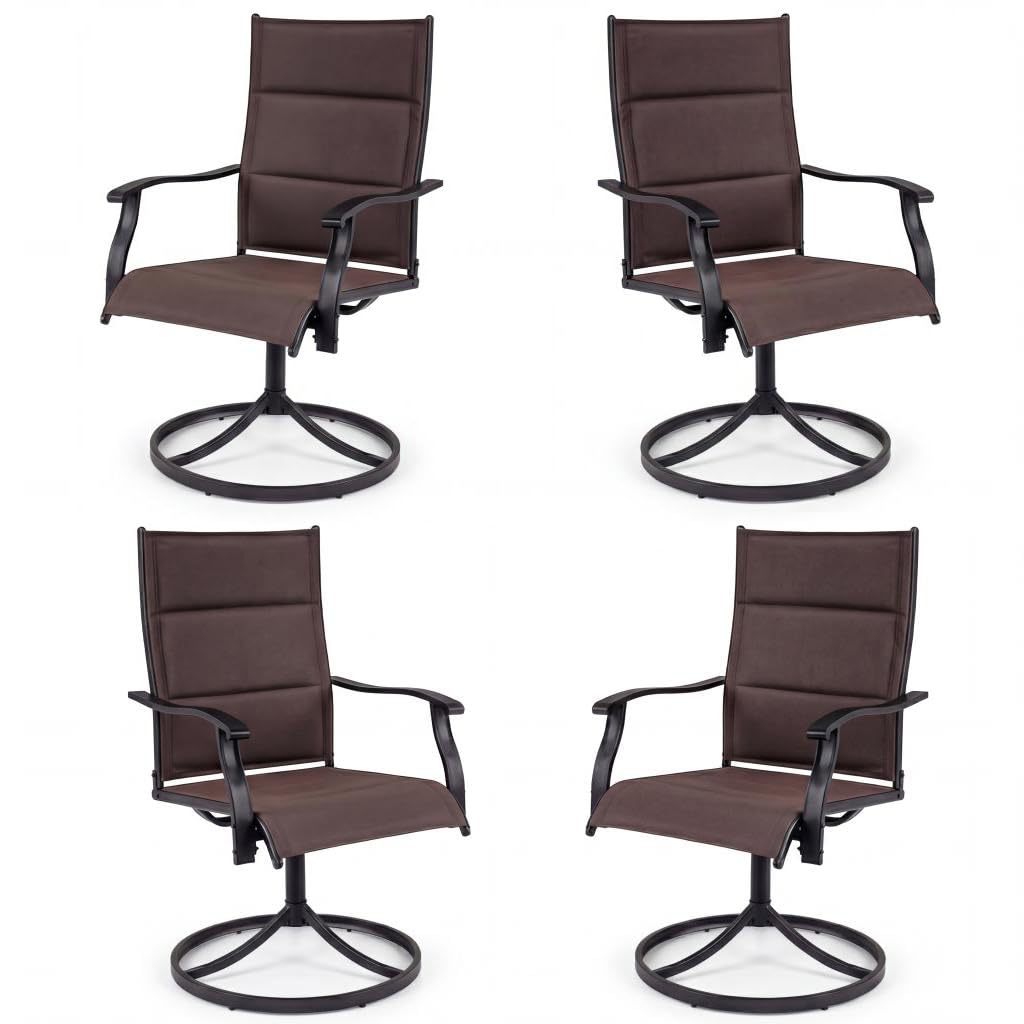 Giantex Outdoor Dining Chairs w/Padded Seat &amp; High Back