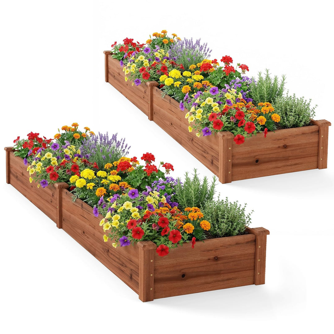 GIANTEX 95" Wooden Raised Garden Bed Rectangular Planter Box