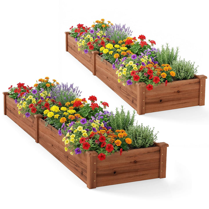 GIANTEX 95" Wooden Raised Garden Bed Rectangular Planter Box