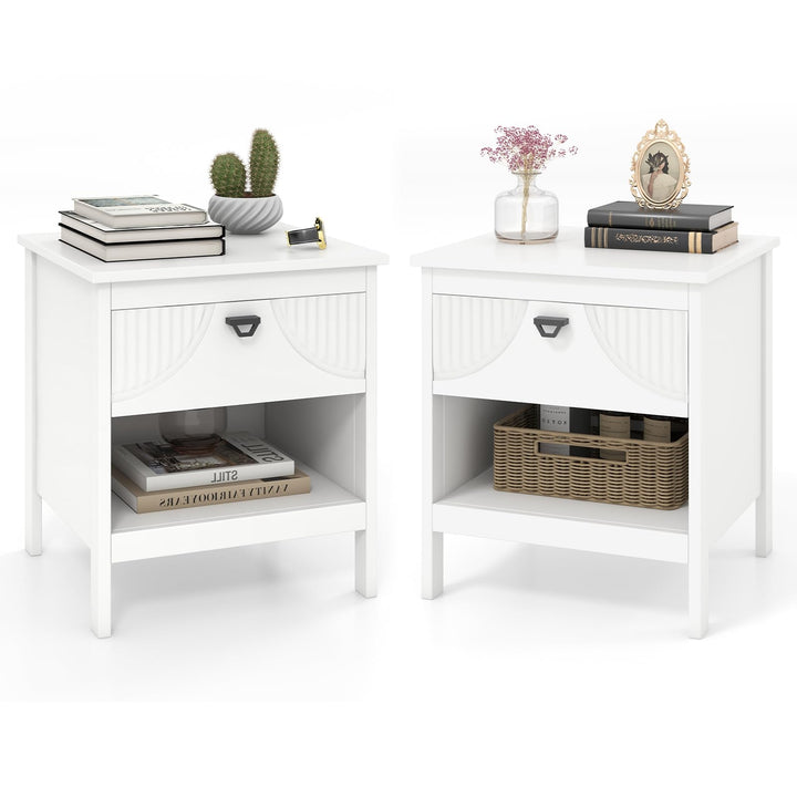 Giantex Modern Nightstand with Drawer for Bedroom Small Place