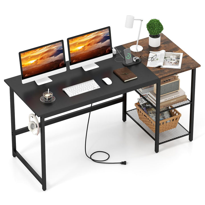 Giantex 59 Inch Computer Desk with Charging Station