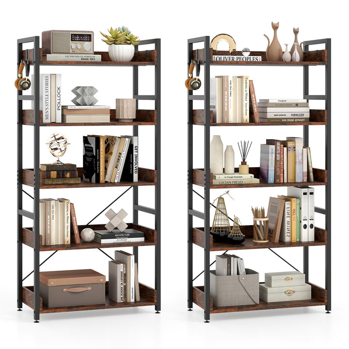 Giantex 5 Tier Bookshelf with 4 Hooks for Living Room