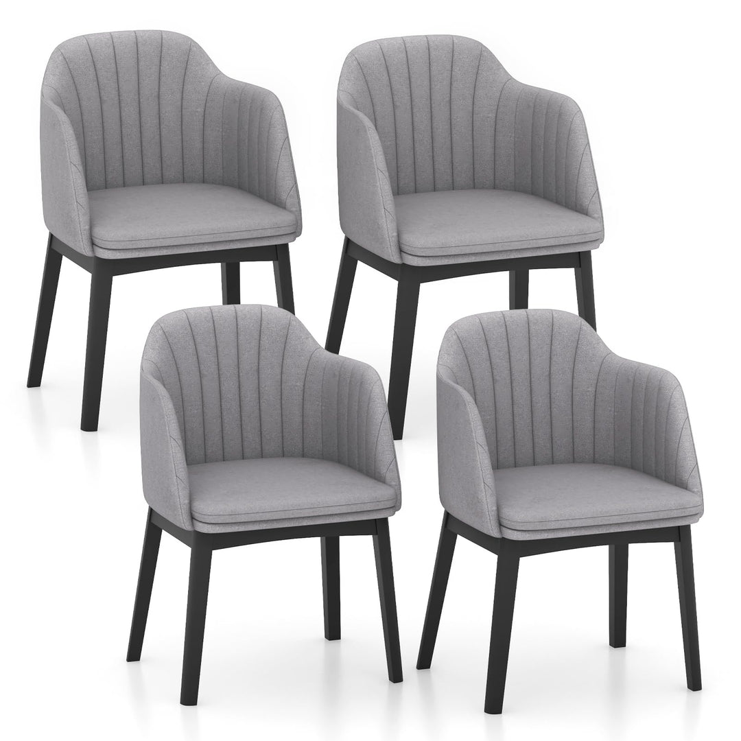 Giantex Modern Dining Chairs, Upholstered Velvet Accent Chairs w/Curved Backrests & Rubber Wood Legs