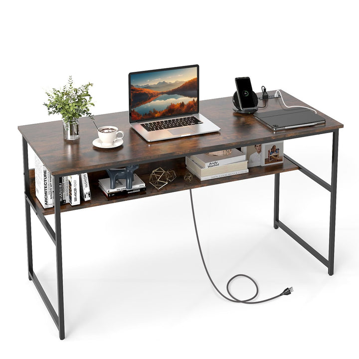 Giantex 55 Inch Computer Desk with Charging Station