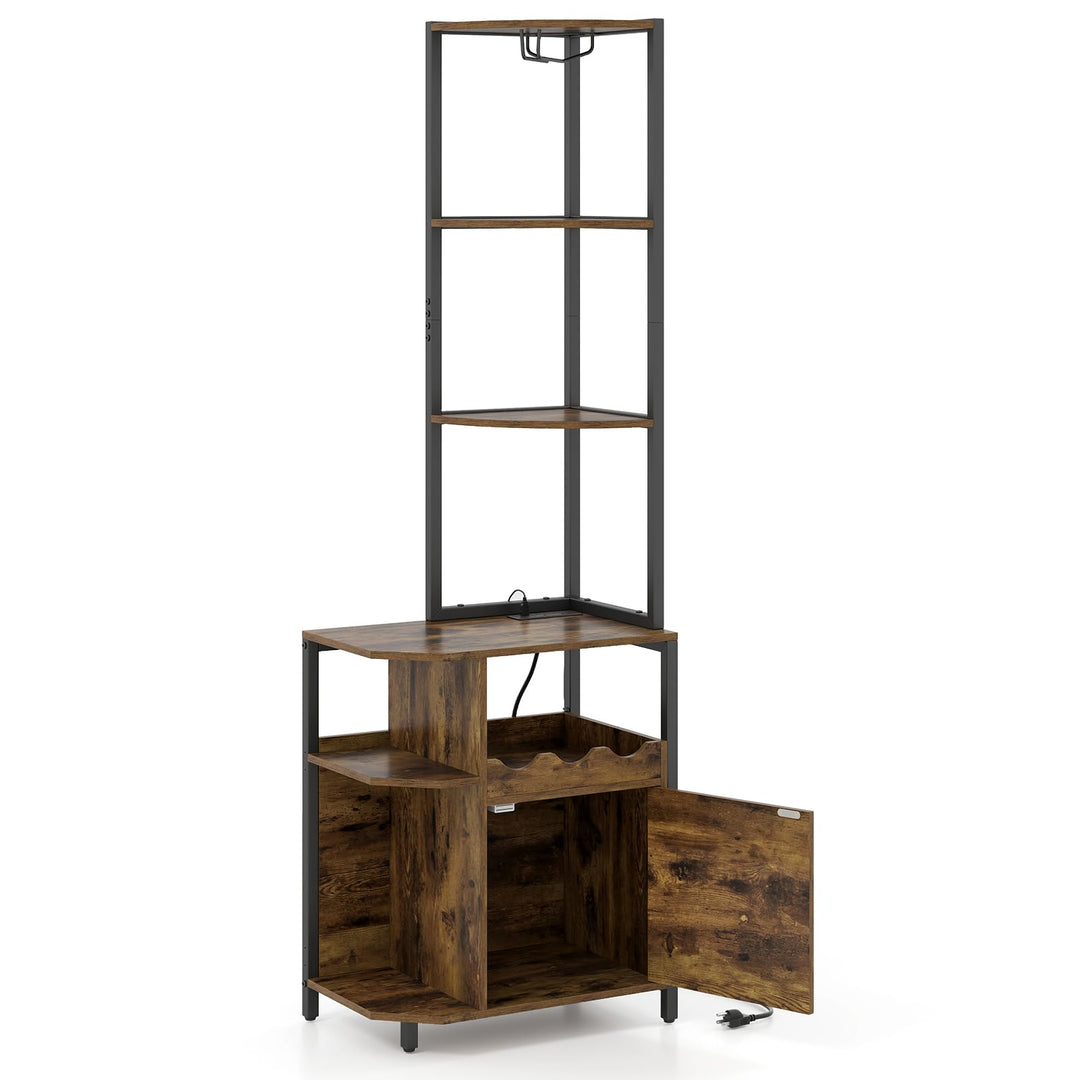 Giantex Corner Bar Cabinet w/Power Outlets