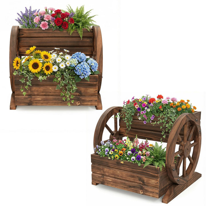 Giantex Garden Planter with Drainage Holes &amp; Wheels for Flowers Herbs Vegetables