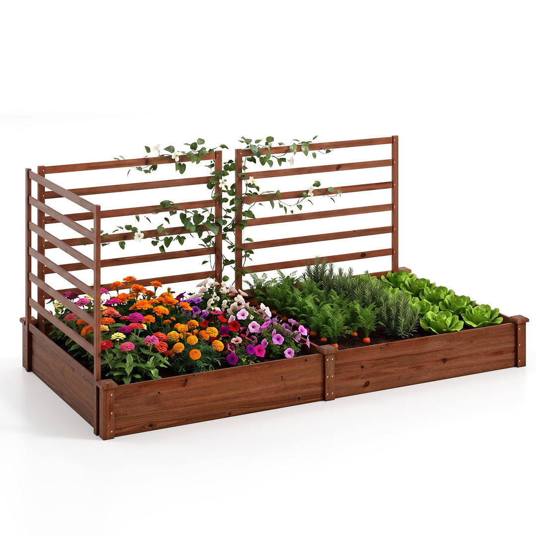 GIANTEX Raised Garden Bed with 3 Trellis for Patio Backyard Lawn