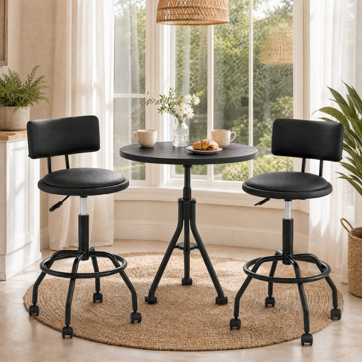 GIANTEX Swivel Height Adjustable Bar Stools with Wheels