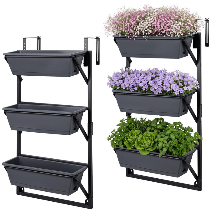 GIANTEX 3-Tier Deck Railing Planter for Balcony