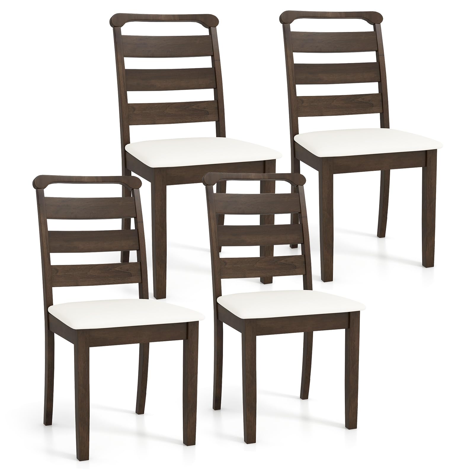 Giantex Wooden Dining Chairs Set of 2/4, Upholstered Kitchen Chairs w/Rubber Wood Frame, Padded Seat