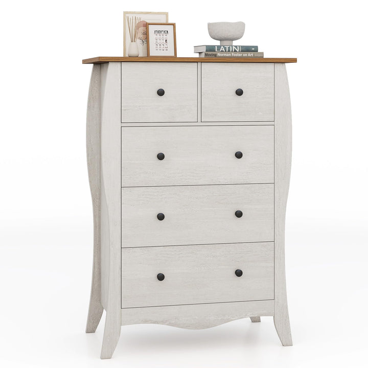 Giantex Storage Cabinet with Foldable & Detachable Fabric Drawers, Anti-Tipping Kit, 26.5” x 15” x 38” Farmhouse Floor Cabinet