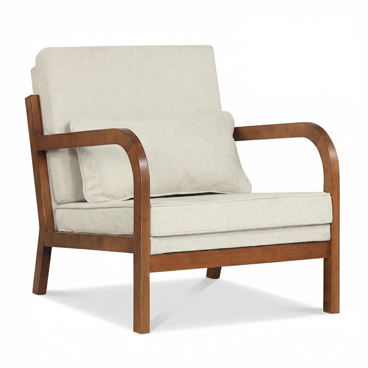 Giantex Mid-Century Modern Accent Chair with Lumbar Pillow