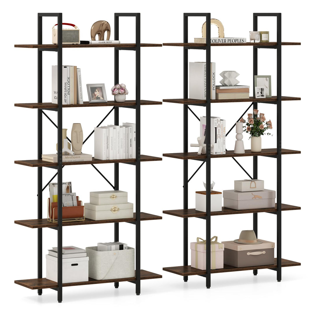 Giantex 5 Tier Industrial Bookshelf for Living Room Bedroom Study