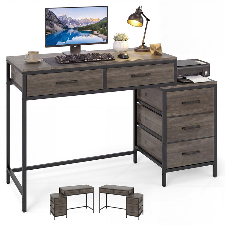 Giantex Reversible Computer Desk with 5 Drawers