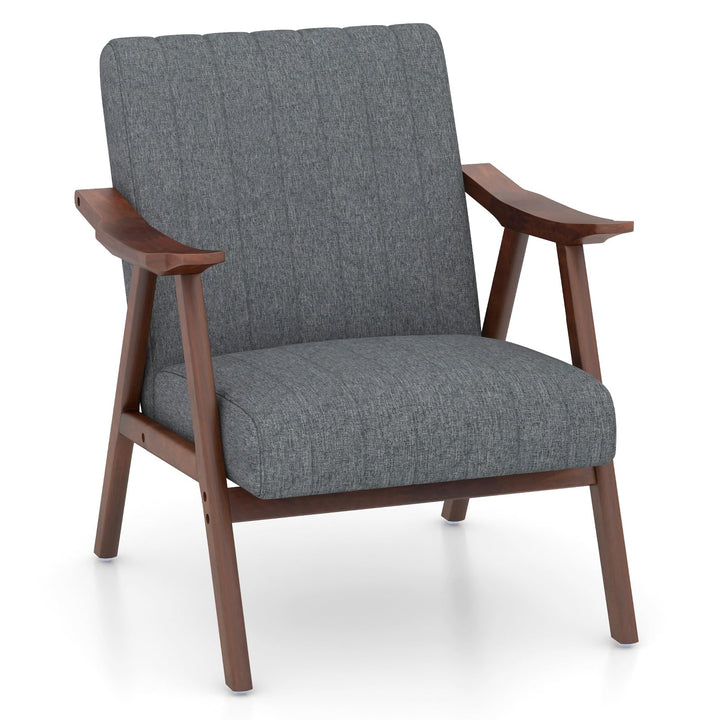 Giantex Mid-Century Modern Accent Chair - Comfy Upholstered Lounge Chair with Arms, Anti-Slip Felt Pads