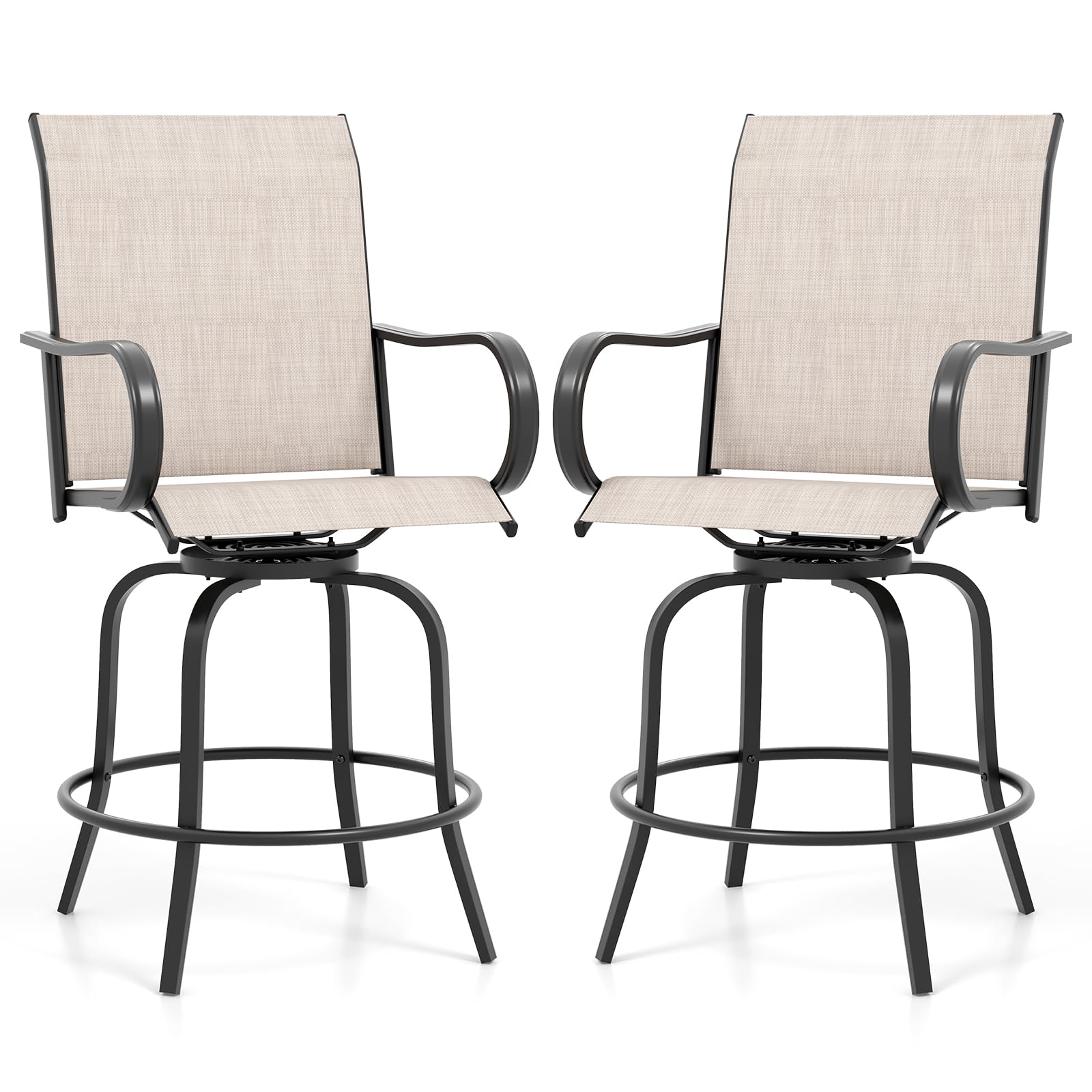 Giantex Swivel Outdoor Bar Stools, All-Weather Bar Height Patio Chairs