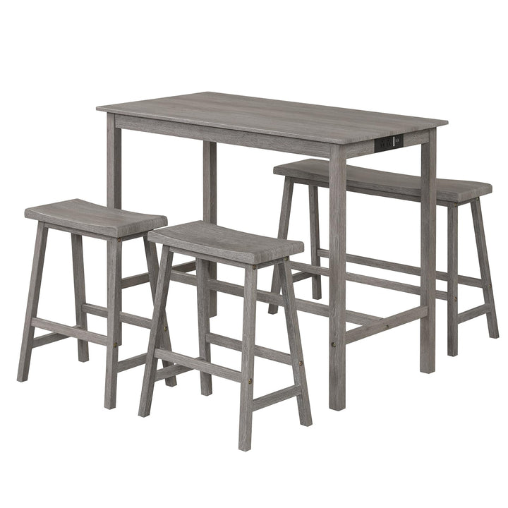 Giantex 4-Piece Counter Height Dining Table Set with Power Outlet