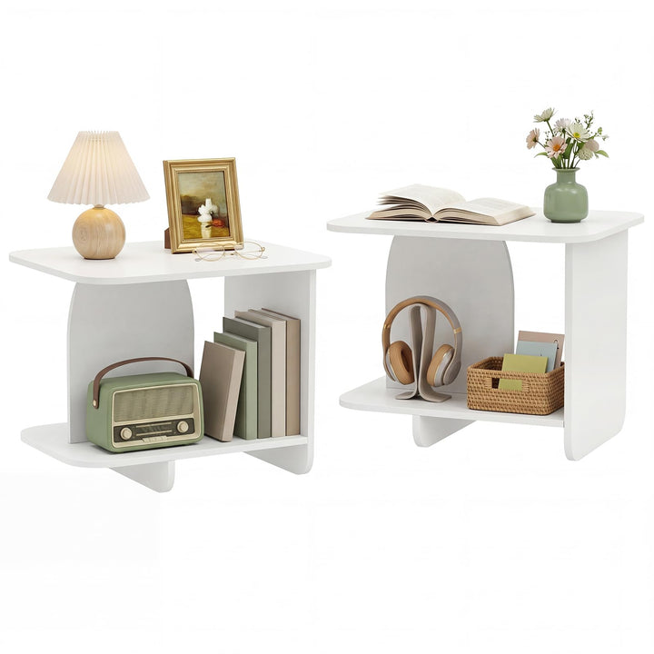 Giantex 2-Tier End Table with Open Storage Shelf