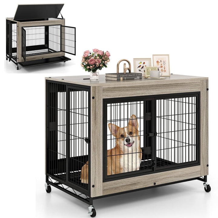 Giantex Dog Crate Furniture with Wheels