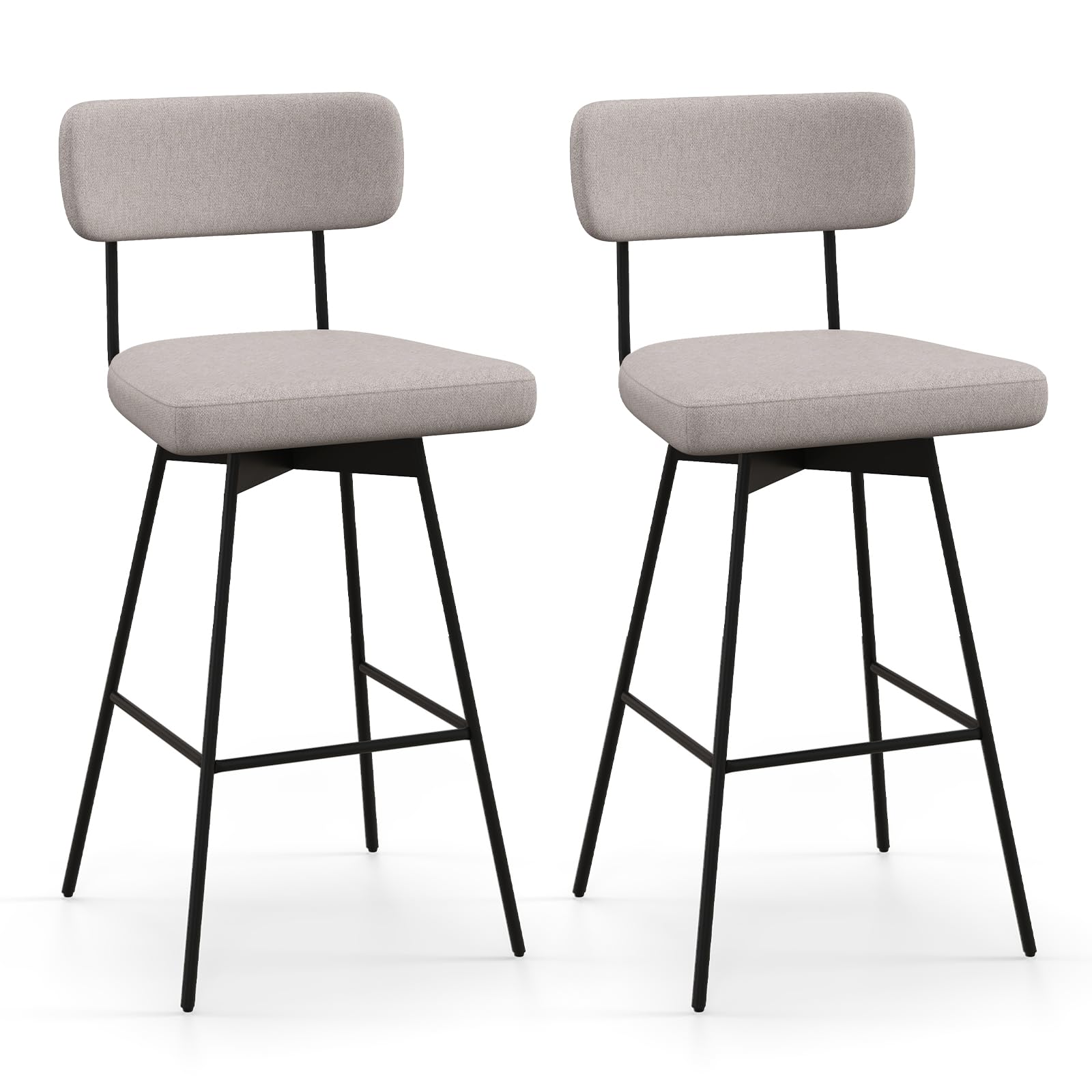 Giantex Swivel Bar Stools,  Upholstered Bar Height Bar Chairs w/Padded Seat & Backrest