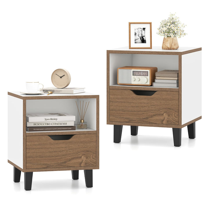 Giantex Mid Century Modern Nightstand with Metal Legs