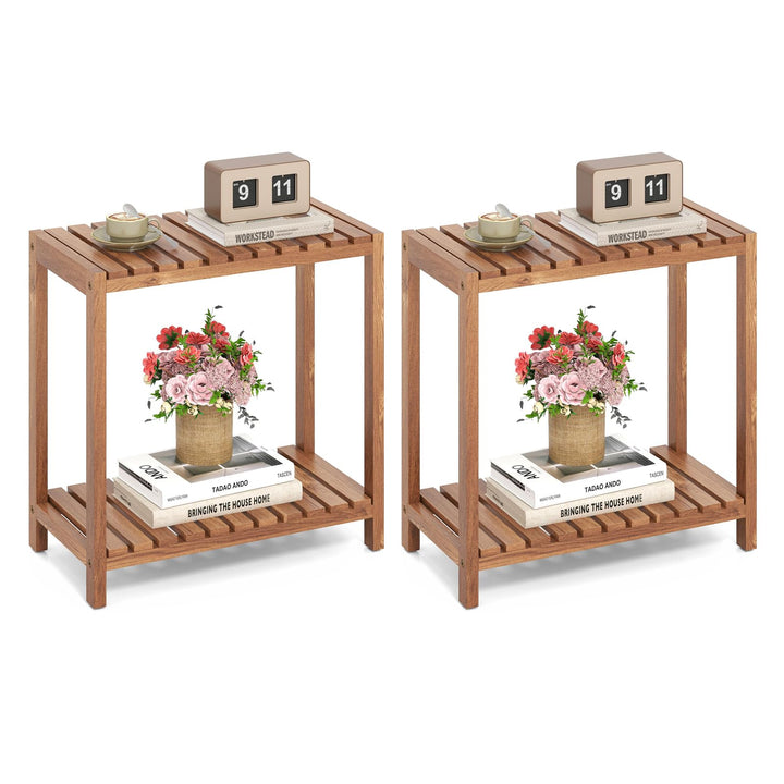 Giantex 2 Tier Wooden End Table for Living Room Bedroom