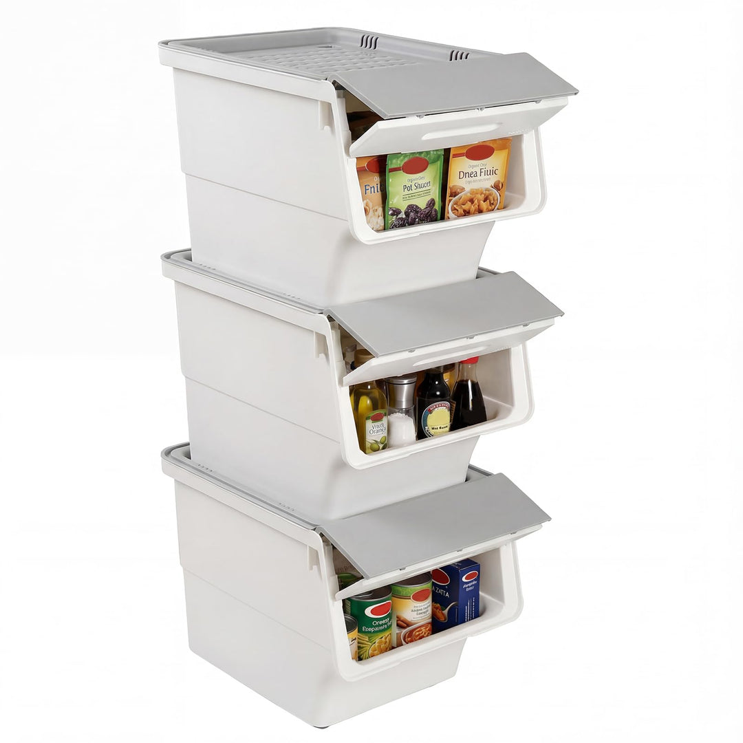 Giantex Plastic Stackable Storage Bins with Lids & Wheels