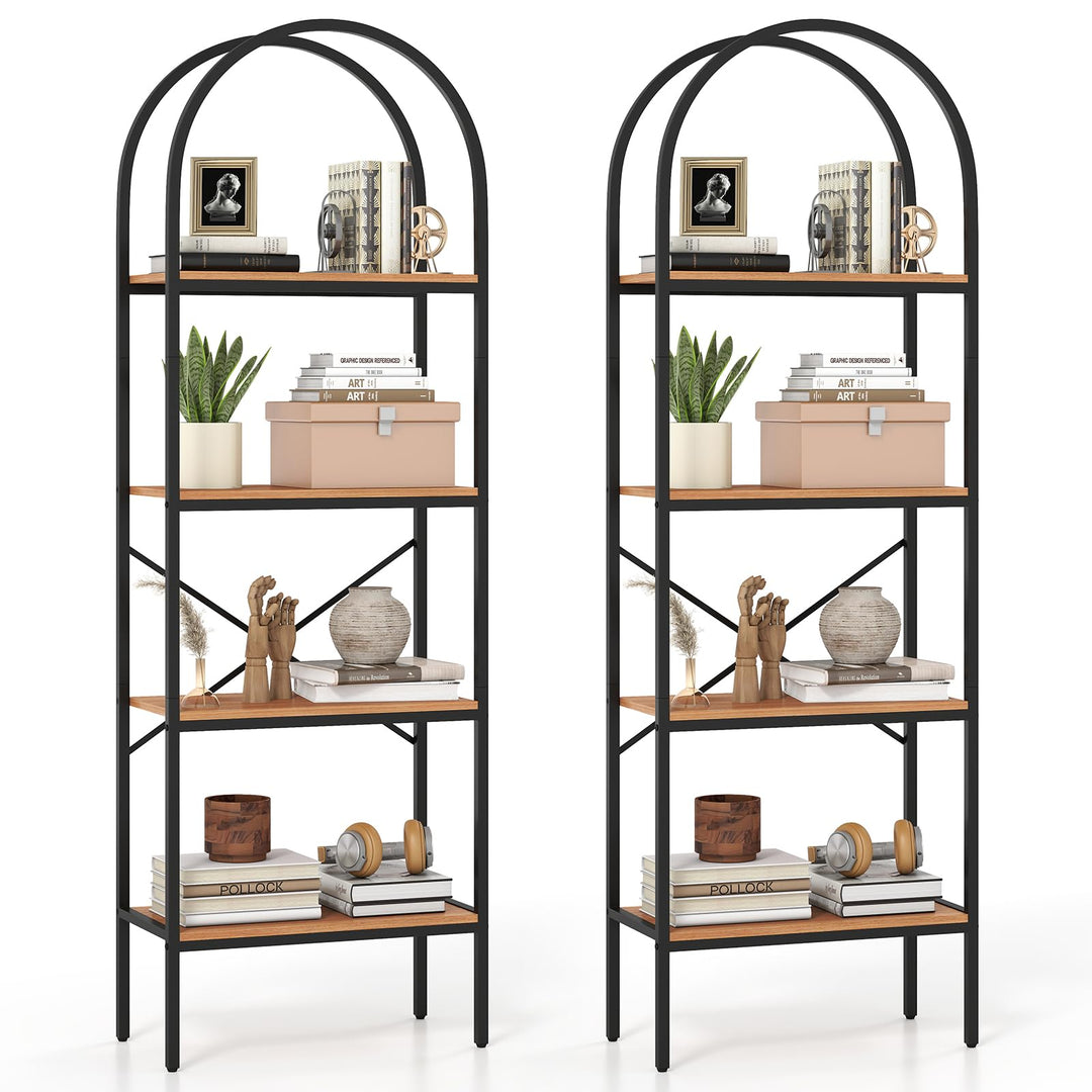GIANTEX 4-Tier Arched Bookshelf with Metal Frame for Living Room