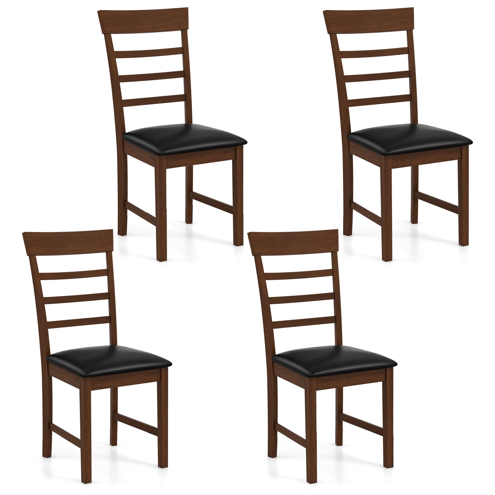 Giantex Wooden Dining Chairs Set of 2/4, PU Leather Upholstered Kitchen Chairs w/Rubber Wood Frame