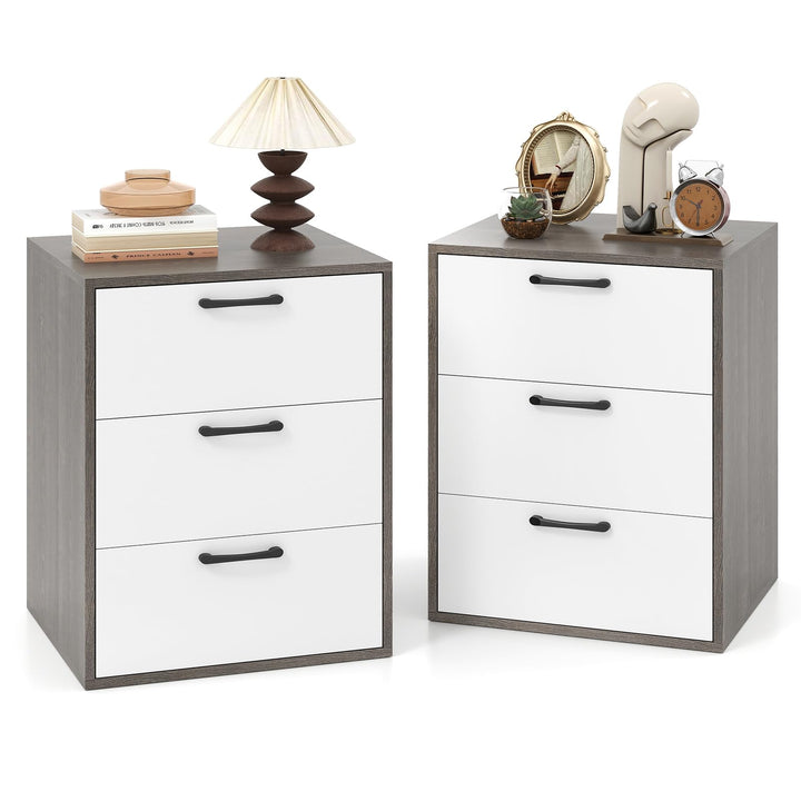 Giantex Nightstand with 3 Drawers for Bedroom Hallway