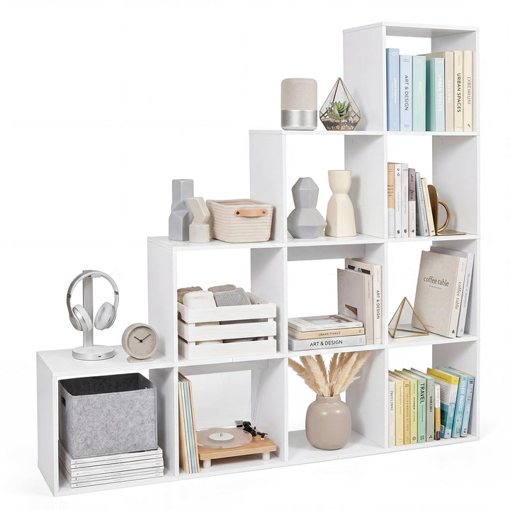 Giantex 51" Wooden 10-Cube Stepped Bookcase for Living Room