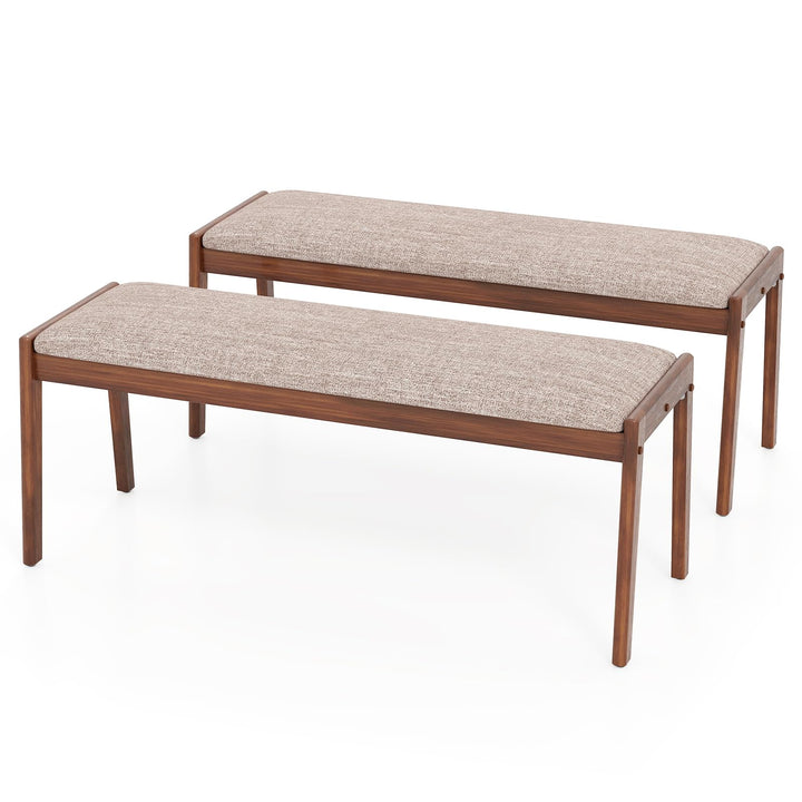 Giantex 45" Upholstered Entryway Bench with Rubber Wood Legs and Fabric Padded Seat