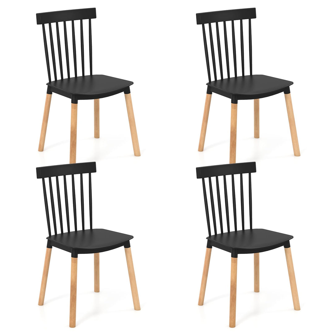 Giantex Set of 4 Windsor Dining Chairs White, Modern Kitchen Chairs w/Spindle Backs & Curved Seats