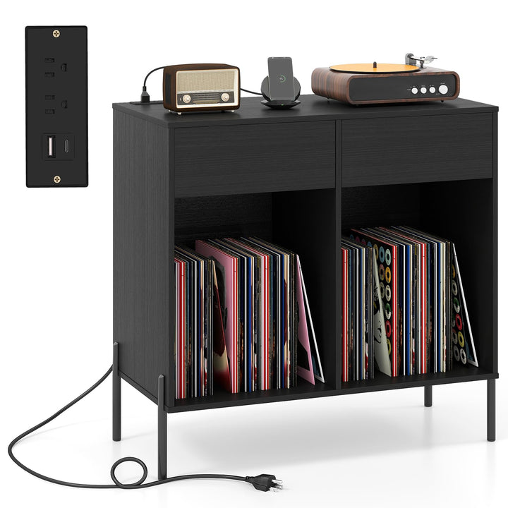 Giantex Large Record Player Stand with Charging Station