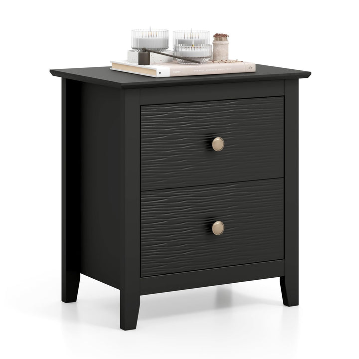 Giantex White and Black Nightstand