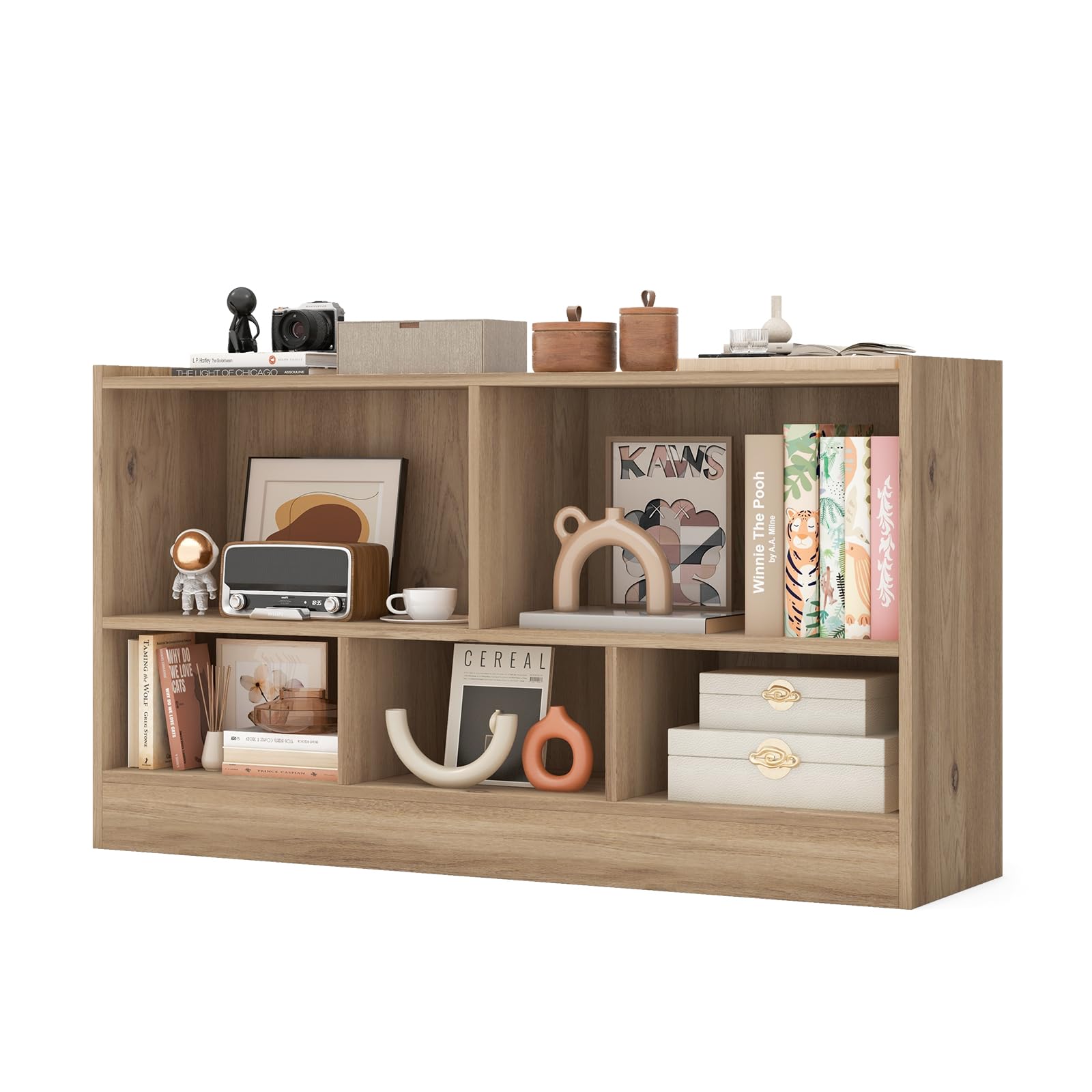 Giantex 5-Cube Bookcase, Freestanding 3-Tier Bookshelf with