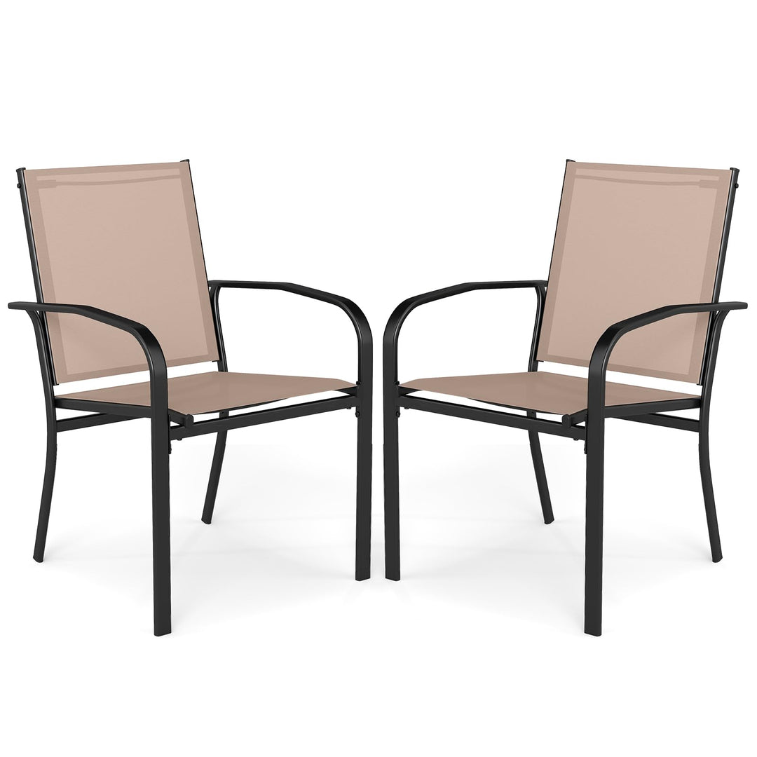 Giantex Stackable Patio Chairs with Breathable Backrest & Wide Seat