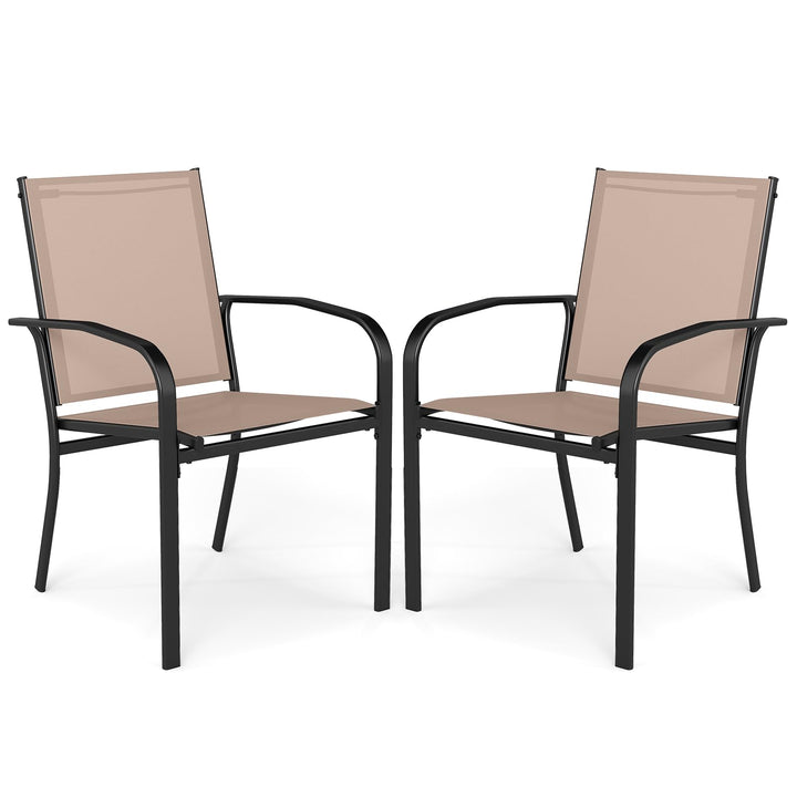 Giantex Stackable Patio Chairs with Breathable Backrest & Wide Seat